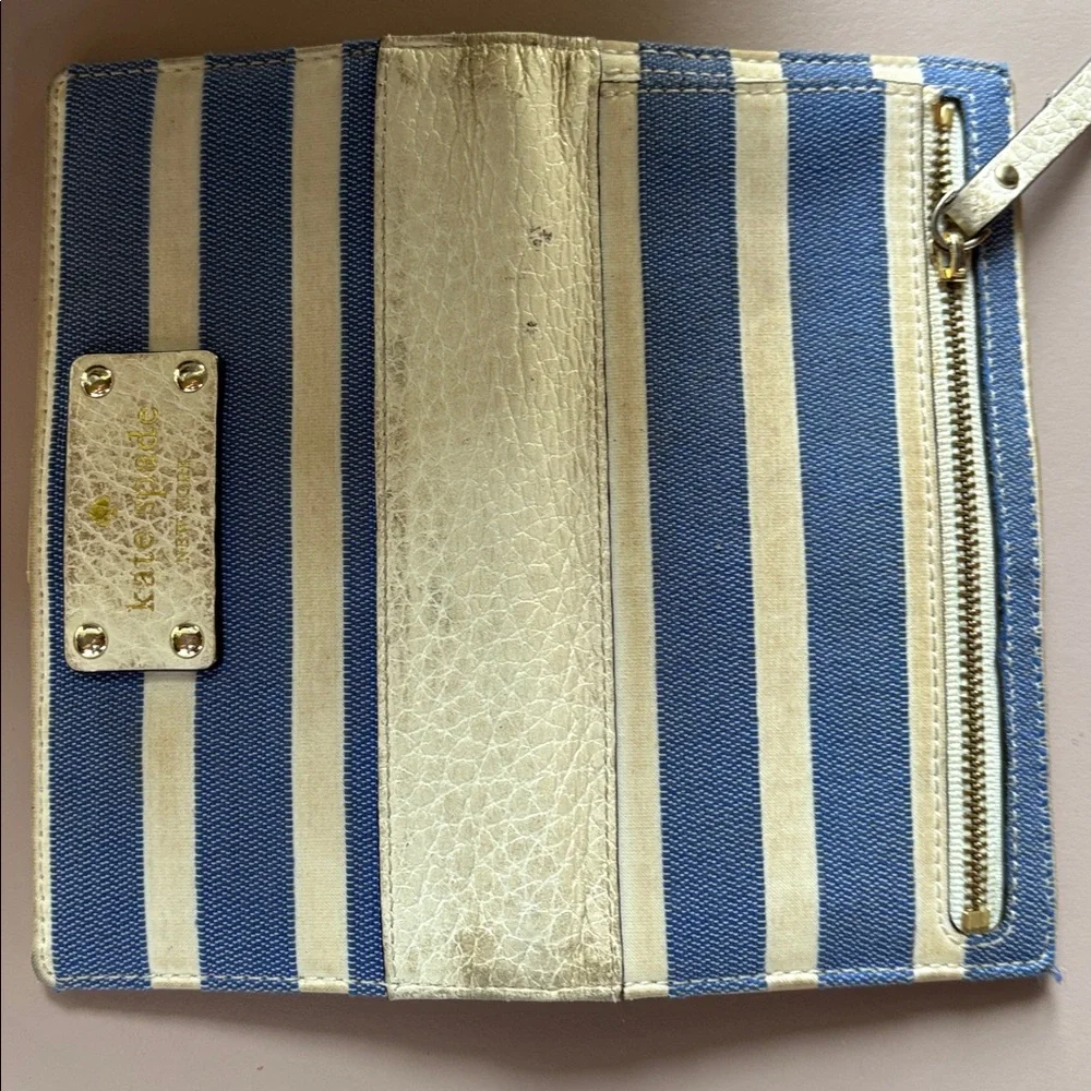 Kate Spade Black and White Striped Tote/ with wallet